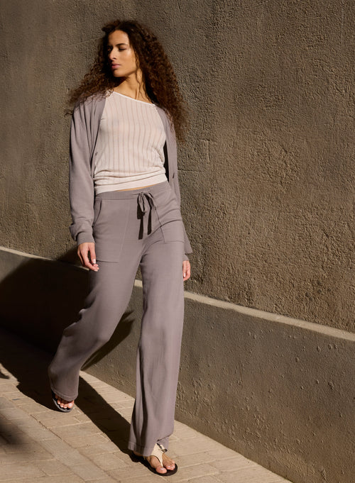 Pantalon Gris en Coton organique / Elasthanne - MAJESTIC FILATURES