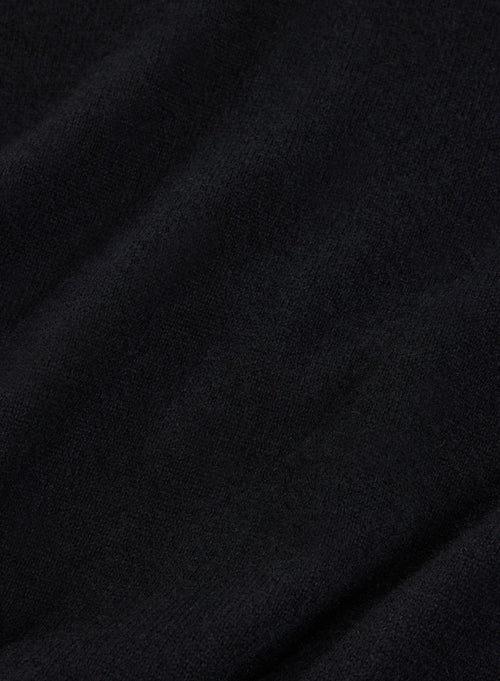 Jersey negro con cuello en V y mangas largas de 100% cachemire - MAJESTIC FILATURES