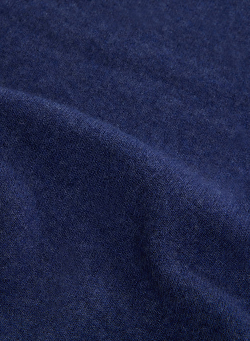 Pull Bleu Chiné Col Roulé Manches Longues en 100% Cachemire - MAJESTIC FILATURES