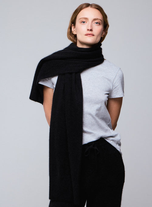 Black Raccon wool / Polyamide scarf - MAJESTIC FILATURES