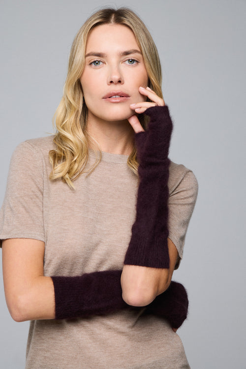 Mitaines Aubergine en Raccon wool / Polyamide - MAJESTIC FILATURES