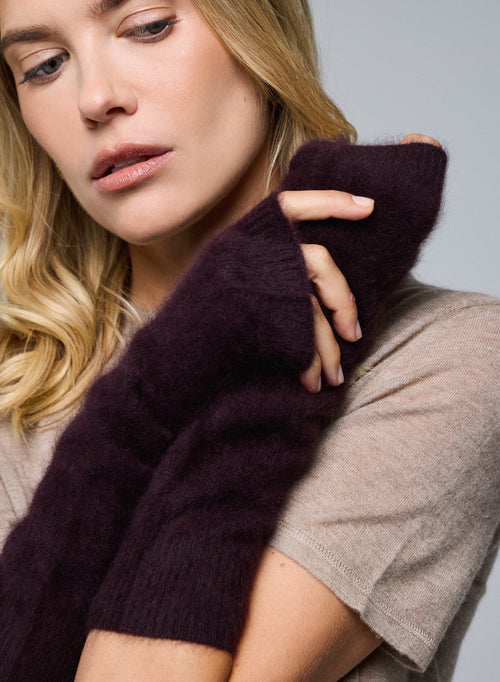 Mitaines Aubergine en Raccon wool / Polyamide - MAJESTIC FILATURES