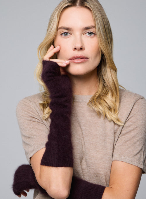 Mitaines Aubergine en Raccon wool / Polyamide - MAJESTIC FILATURES