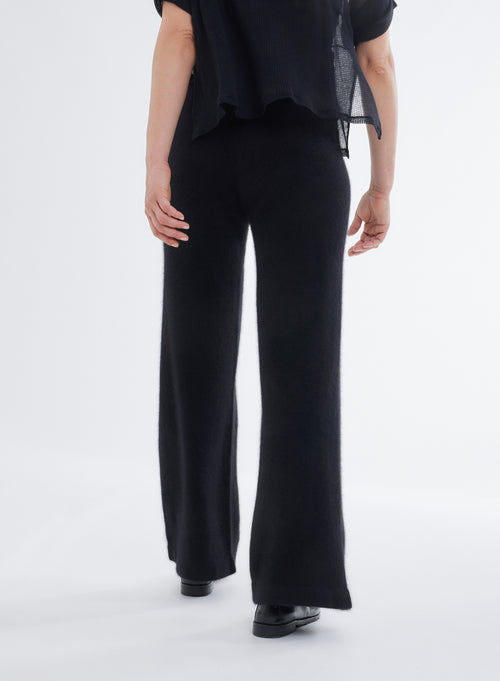 Schwarze Hose mit elastischem Gürtel aus Waschbär - MAJESTIC FILATURES