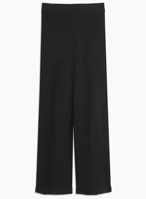 Schwarze Hose mit elastischem Gürtel aus Waschbär - MAJESTIC FILATURES