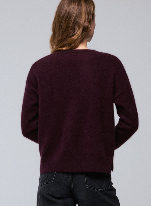 Pull Violet Col Rond Manches Longues en Raccon wool / Polyamide - MAJESTIC FILATURES