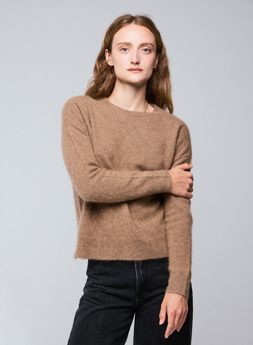 Pull Bison Col Rond Manches Longues en Raccoon wool / Polyamide - MAJESTIC FILATURES