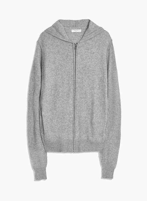 Grey Long Sleeve Hooded Vest in Raccoon - MAJESTIC FILATURES