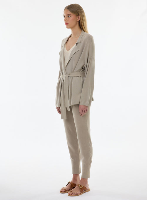 Beige Long Sleeve Jacket in Organic Cotton, Elastane - MAJESTIC FILATURES