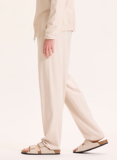 Pantalón beige de algodón orgánico / elastano - MAJESTIC FILATURES