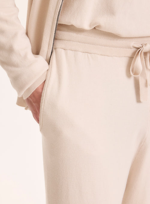 Pantalón beige de algodón orgánico / elastano - MAJESTIC FILATURES
