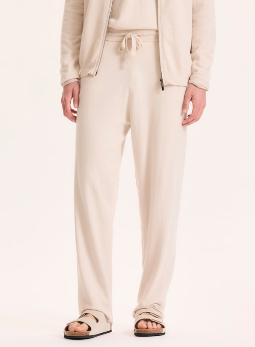 Pantalón beige de algodón orgánico / elastano - MAJESTIC FILATURES