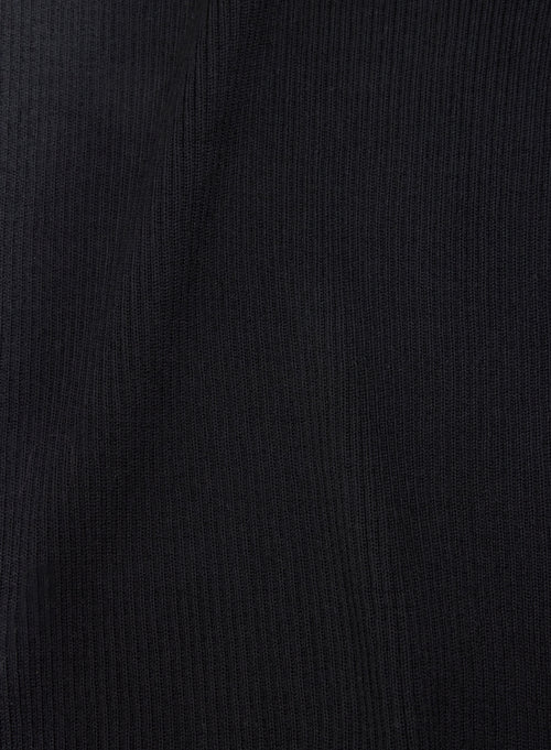 Schwarzer Ripp-Pullover mit Rundhalsausschnitt und langen Ärmeln aus Merinowolle - MAJESTIC FILATURES