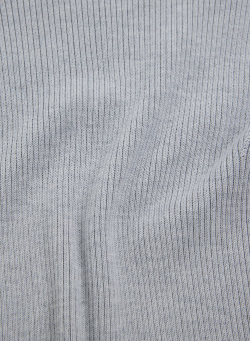 Jersey de canalé de lana merino gris con cuello y mangas redondos - MAJESTIC FILATURES