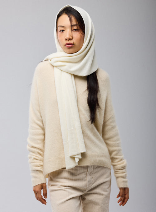 Echarpe Blanc en Cachemire - MAJESTIC FILATURES