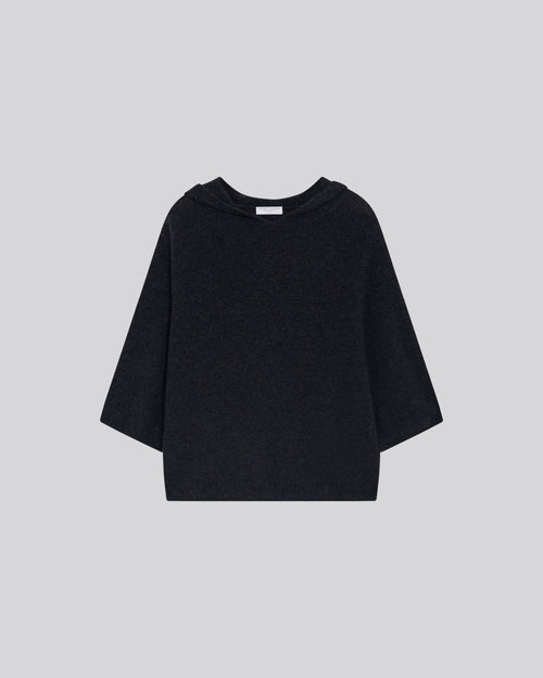 Grauer Kapuzenpullover mit langen Ärmeln aus Kaschmir - MAJESTIC FILATURES