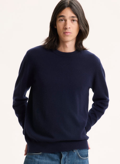 Pullover Marine Rundhalsausschnitt Langarm - MAJESTIC FILATURES