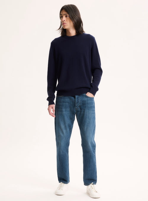 Pullover Marine Rundhalsausschnitt Langarm - MAJESTIC FILATURES