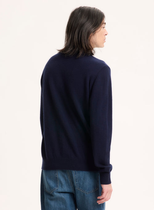 Pullover Marine Rundhalsausschnitt Langarm - MAJESTIC FILATURES