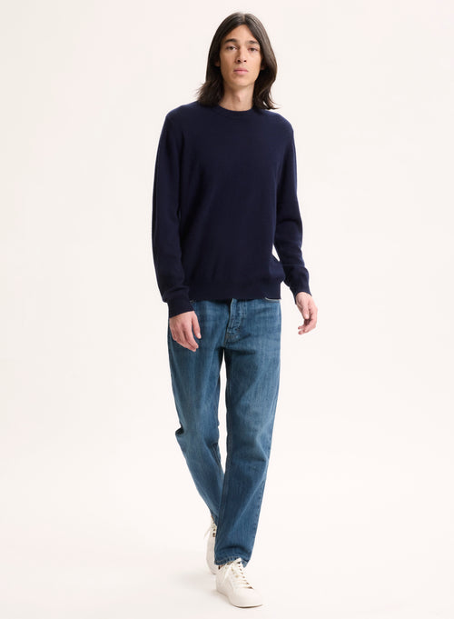 Pullover Marine Rundhalsausschnitt Langarm - MAJESTIC FILATURES