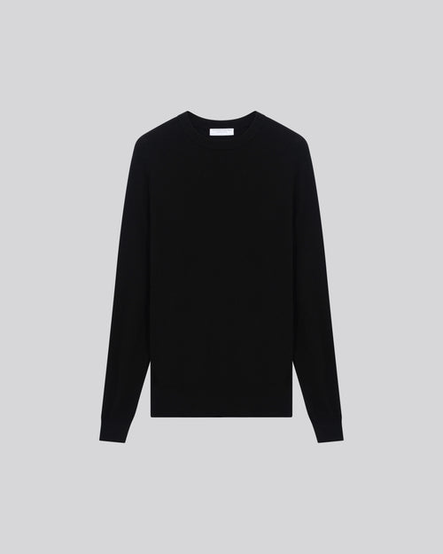Pull Noir Col Rond Manches Longues en Cachemire - MAJESTIC FILATURES