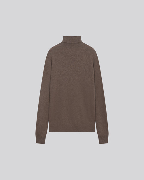 Pull Beige Col Roulé Manches Longues en Cachemire - MAJESTIC FILATURES