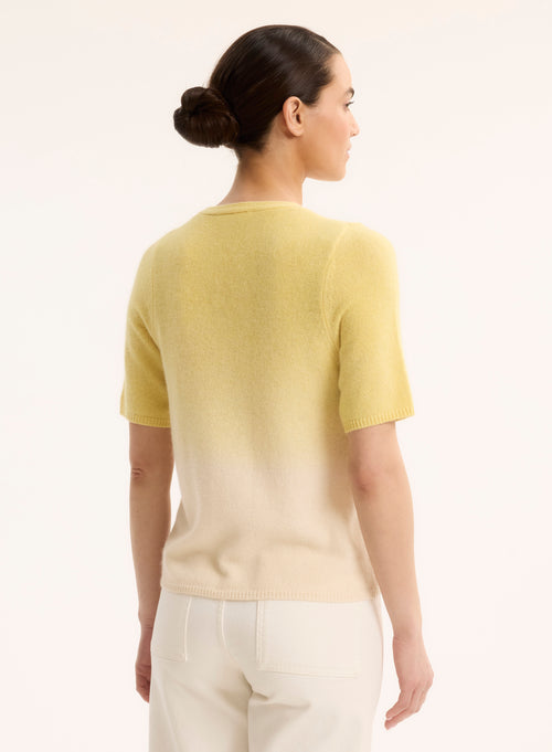 Gelber Pullover mit Rundhalsausschnitt und kurzen Ärmeln aus Raccoon / Polyamid - MAJESTIC FILATURES