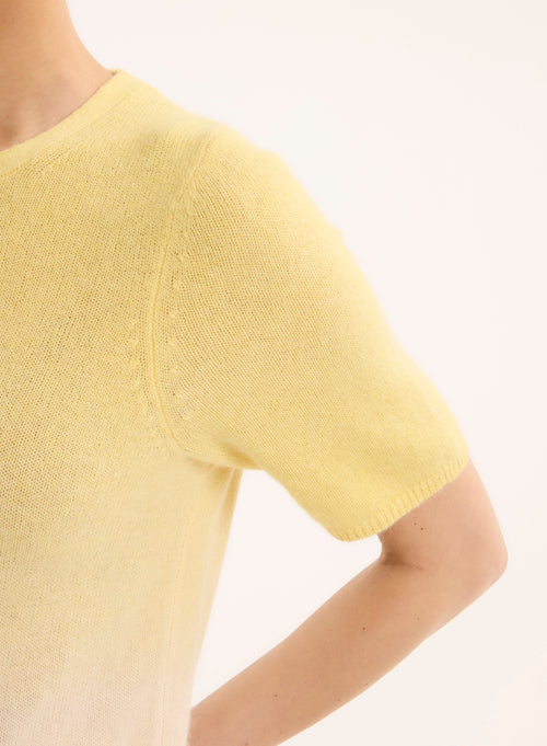 Gelber Pullover mit Rundhalsausschnitt und kurzen Ärmeln aus Raccoon / Polyamid - MAJESTIC FILATURES