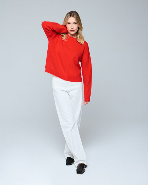 Pull Orange Col Rond Manches Longues en Laine / Cachemire - MAJESTIC FILATURES