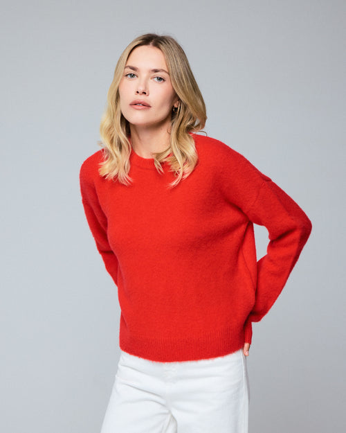 Pull Orange Col Rond Manches Longues en Laine / Cachemire - MAJESTIC FILATURES