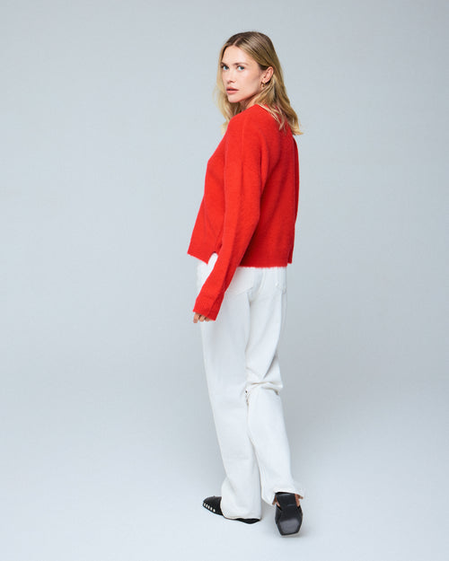 Pull Orange Col Rond Manches Longues en Laine / Cachemire - MAJESTIC FILATURES