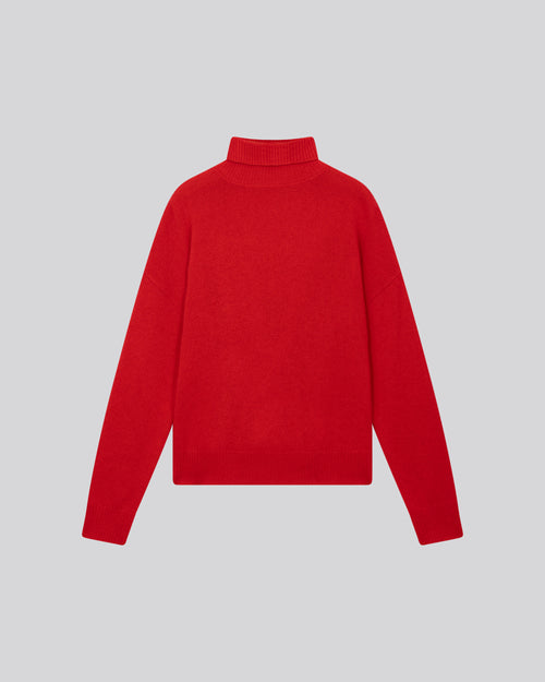 Pull Orange Col Roulé Manches Longues en Laine / Cachemire - MAJESTIC FILATURES