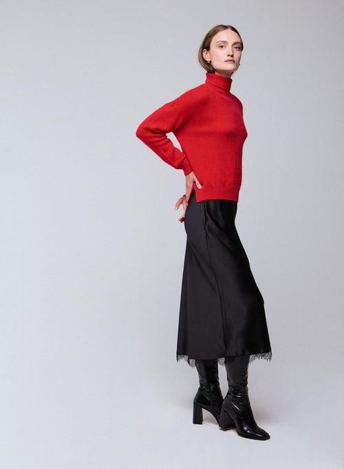 Pull Orange Col Roulé Manches Longues en Laine / Cachemire - MAJESTIC FILATURES