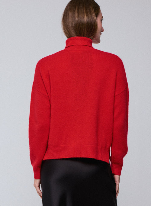 Pull Orange Col Roulé Manches Longues en Laine / Cachemire - MAJESTIC FILATURES