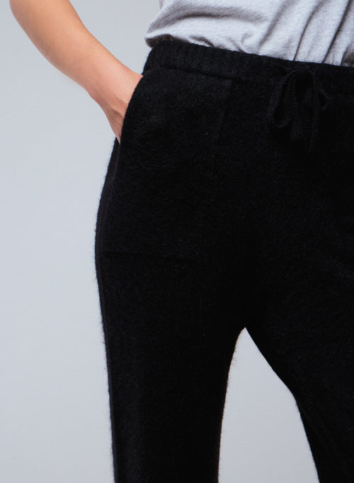 Black Alpaca / Polyamide / Elastane Pants - MAJESTIC FILATURES