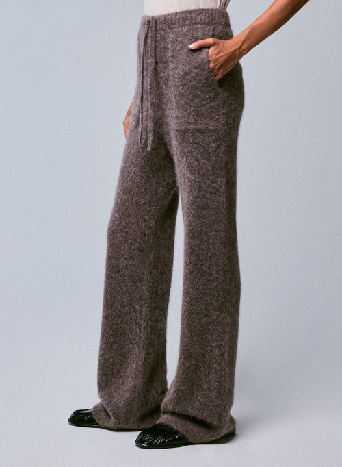 Beige Alpaca / Polyamide / Elastane Pants - MAJESTIC FILATURES