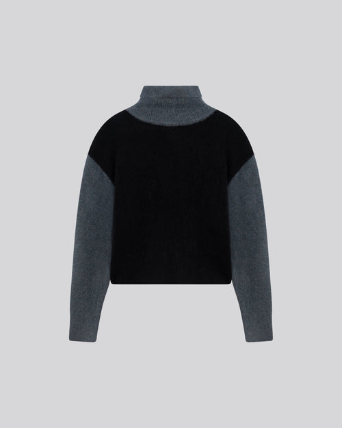 Mehrfarbiger Rollkragenpullover mit langen Ärmeln aus Alpaka / Polyamid / Elasthan - MAJESTIC FILATURES