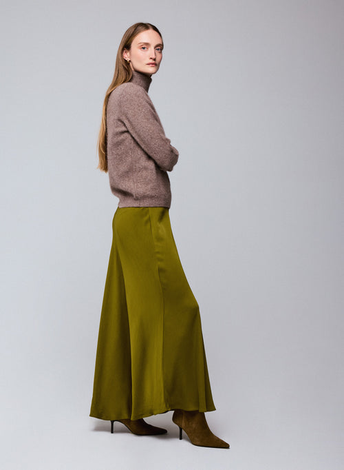 Pull Marron Col Roulé Manches Longues en Laine / Fox / Polyamide - MAJESTIC FILATURES