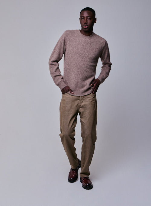 Pull Beige Col Rond Manches Longues en Laine / Fox / Polyamide - MAJESTIC FILATURES