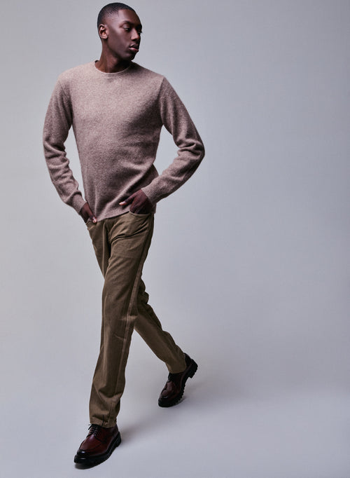 Pull Beige Col Rond Manches Longues en Laine / Fox / Polyamide - MAJESTIC FILATURES