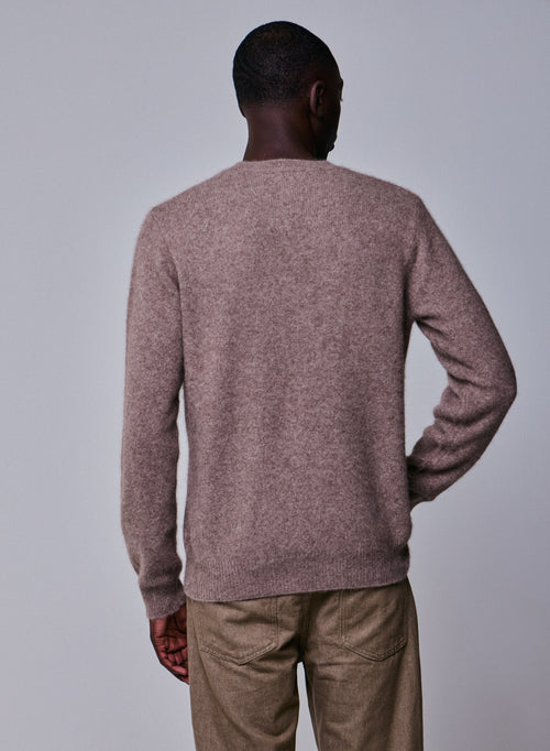 Pull Beige Col Rond Manches Longues en Laine / Fox / Polyamide - MAJESTIC FILATURES