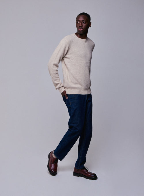 Pull Beige Col Rond Manches Longues en Laine / Fox / Polyamide - MAJESTIC FILATURES