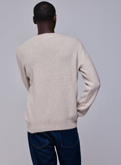 Pull Beige Col Rond Manches Longues en Laine / Fox / Polyamide - MAJESTIC FILATURES
