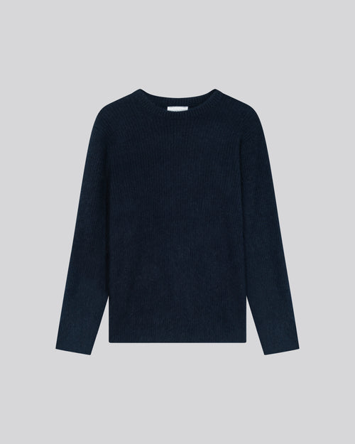 Pull Marine Col Rond Manches Longues en Laine / Fox / Polyamide - MAJESTIC FILATURES