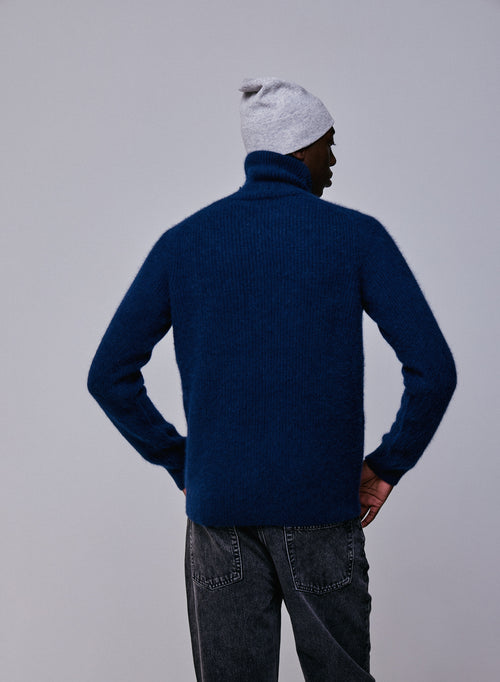 Pull Marine Col Roulé Manches Longues en Laine / Fox / Polyamide - MAJESTIC FILATURES