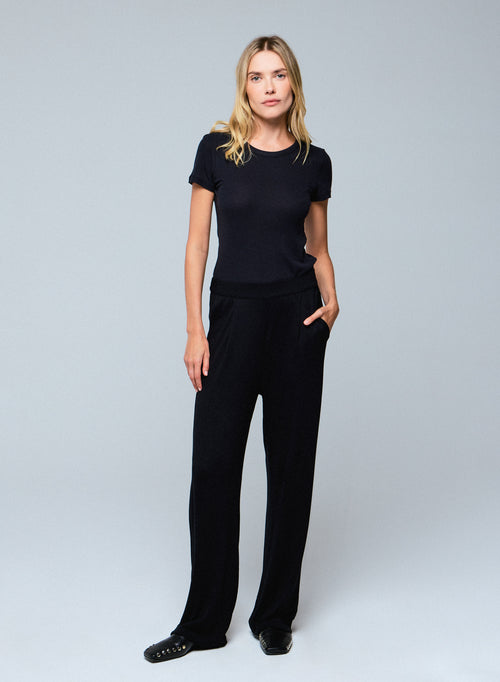 Black Viscose Pants - MAJESTIC FILATURES