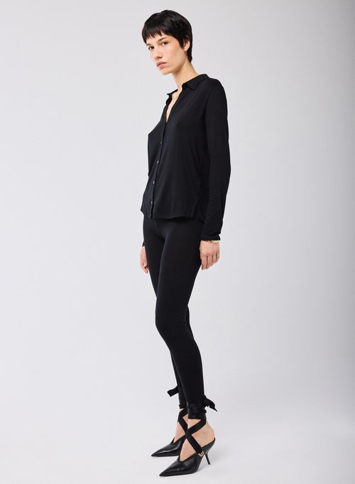 Legging Noir en Viscose et Élasthanne - MAJESTIC FILATURES