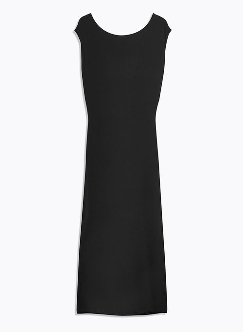 Schwarzes ärmelloses Kleid mit Wasserfallkragen aus Viskose - MAJESTIC FILATURES
