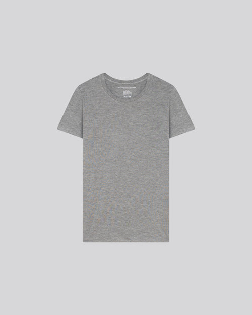 Camiseta gris de manga corta con cuello redondo en viscosa / elastano - MAJESTIC FILATURES