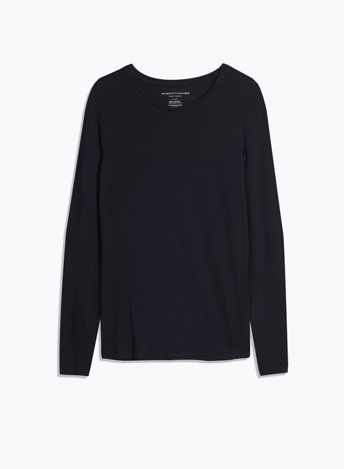 T-shirt Marine Ally Col Rond en Viscose et Élasthanne - MAJESTIC FILATURES